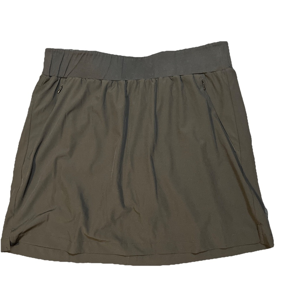 Quince Womens Skort Large Black Performance Tech Athletic Skirt Zip Pockets